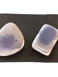 Серёжки-гвоздики Мария Гордеева круглые с акварельными разводами, керамика, фиолетовые