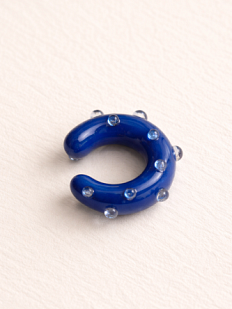 Кафф Лампджой глянцевый, стекло, синий в горошек