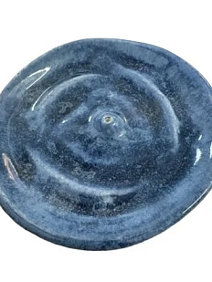 Подставка под благовония ручной работы, тёмно-синяя, керамика, 8 см