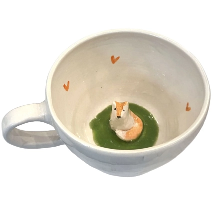 Кружка ручной работы с фигуркой «Ты моя курочка», керамика, 350 мл, фото 1.