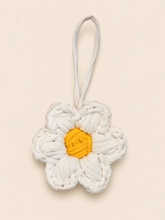 Вязаный обвес Новика «Цветок», белый, 10 см