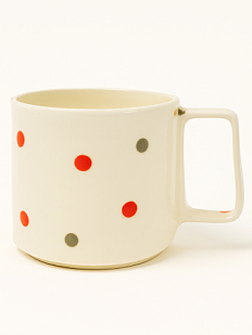 Кружка ручной работы в горошек "Конфетти", зелено-красный, керамика, 500 мл