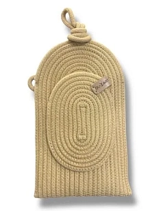 Сумка для телефона с карманом, бежевая