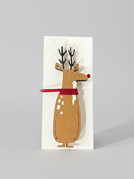 Бирка для подарка на прищепке «Олень в шарфе», BOE, фото 1.