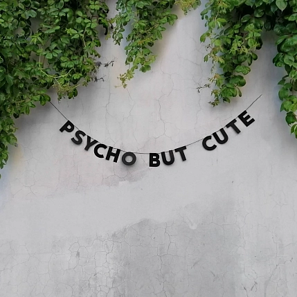 Бумажная гирлянда из букв Tak.sebe.prazdnik «PSYCHO BUT CUTE», чёрная, картон, 240 г/м², фото 2.