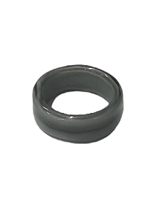 Кольцо Керко стеклянное серое с полоской матовое