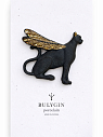 Брошь ручной работы Bulygin «Гепард», фарфор, чёрно-золотистая, превью фото 1