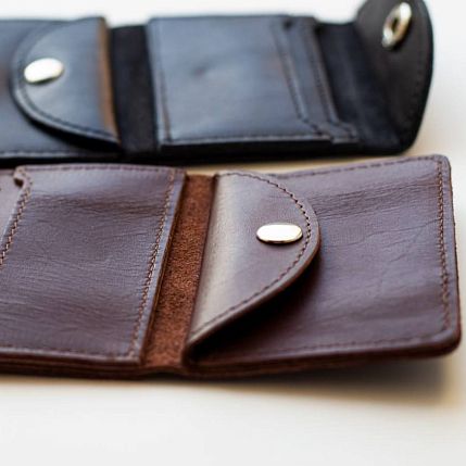 Cкладной кошелек-визитница ручной работы, Kokosina bags, натуральная кожа, коричневый, фото 4.