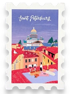 Магнит «Марка. Saint Petersburg, крыши»