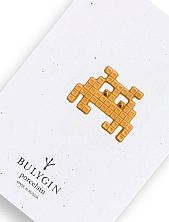 Брошь ручной работы Bulygin «Захватчик» №2, оранжевая, фарфор