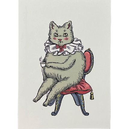 Обложка на паспорт «Котик на стуле с кружечкой», фото 1.