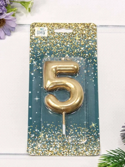 Свеча для торта «Цифра 5», 6 см, фото 1.