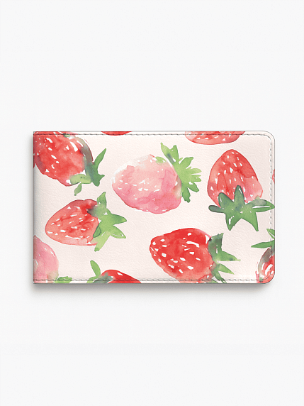 Обложка на студенческий билет «Клубника», экокожа, фото 1.