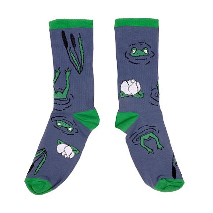 Носки Barking Store «Жабки», р-р 35-40, серо-синие, фото 1.