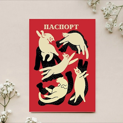 Обложка на паспорт Валя Карнавалова «Котики», ПВХ, искусственная кожа, фото 2.