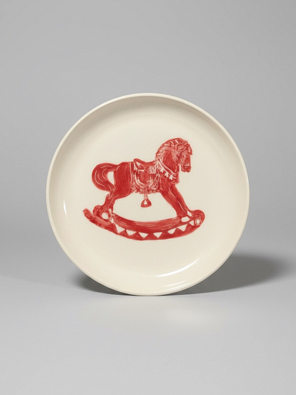 Тарелка ручной работы «Лошадка-качалка», керамика, 15 см, фото 1.