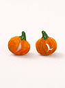 Серёжки-гвоздики Радость Рядом «Тыквы», оранжевые, полимерная глина, превью фото 1