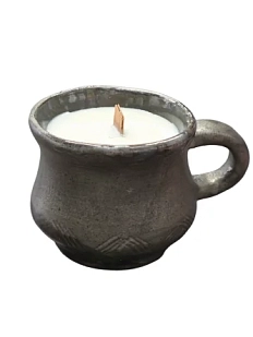 Свеча в чашке ручной работы, керамика, 200 мл