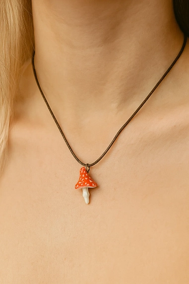 Подвеска ручной работы Боттери керамика «‎Мухомор»‎, керамика, фото 2.