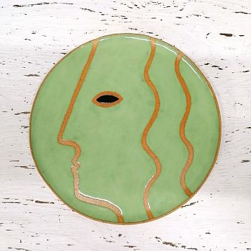 Панно керамическое ручной работы «Лицо девушки», зелёное, 25 см, фото 4.