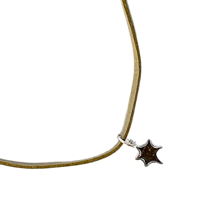 Кулон ручной работы на кожаном ремешке «Звезда», нейзильбер, фото 2.