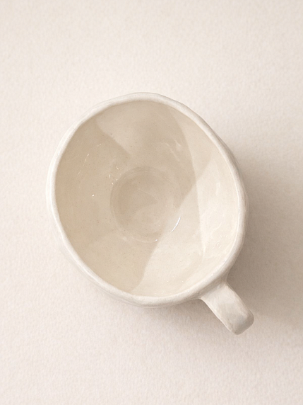 Кружка ручной работы «Pause», белая перламутровая, керамика, 350мл, фото 3.