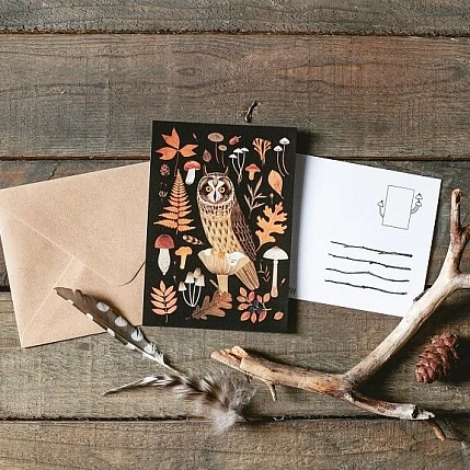 Открытка «Сова», тёмная, Дворникова Александра, фото 4.