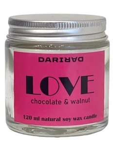 Свеча DARI DARI соевая «Love», шоколад и грецкий орех, 120мл