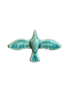 Брошь ручной работы КерамЕлКа «Птица», бирюзовая, керамика