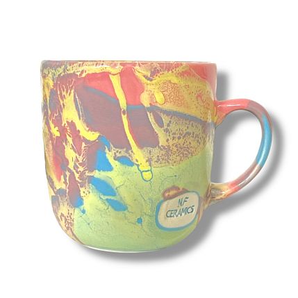 Кружка ручной работы NF ceramics «Доброе b**at утречко», разноцветная, 400 мл, фото 3.