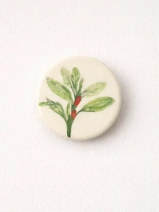 Брошь ручной работы Elizabeth Madar Оттиск трав, зеленая № 3, керамика