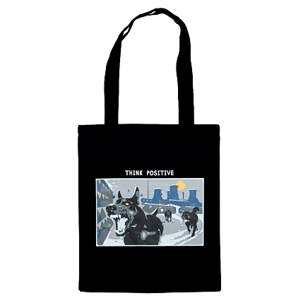 Сумка шоппер Barking Store «Think positive», чёрный, фото 1.