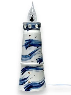 Лампа ручной работы «Маяк синий», керамика