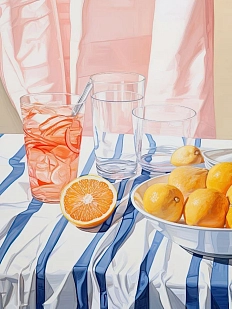 Постер интерьерный DARI DARI «Натюрморт на полосатой скатерти», А3