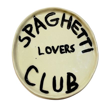 Тарелка ручной работы «Spaghetti lovers club», керамика, 18 см, фото 1.