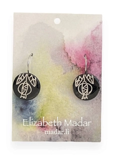 Серьги Elizabeth Madar Цветочный орнамент, круглые, керамика, чёрные