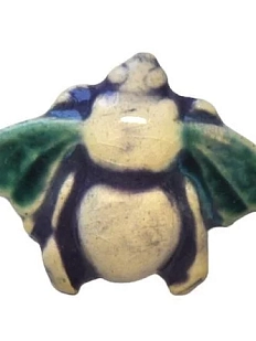 Брошь ручной работы Elizabeth Madar Шмель, сине-зелёная, керамика