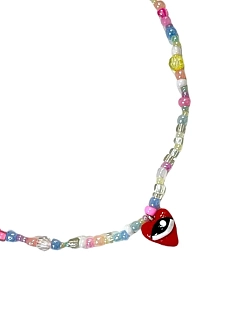 Чокер ручной работы Радость Рядом с сердечком «Глаз», полимерная глина, бисер