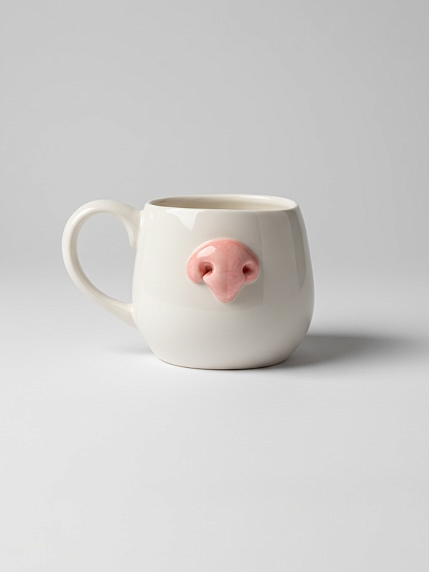 Кружка ручной работы Розовый носик, керамика, 180 мл, фото 1.