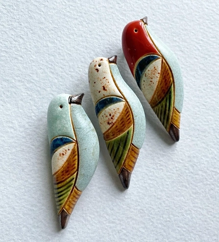 Брошь ручной работы Екатерина Юдо «Птичка», розовая, керамика, фото 3.