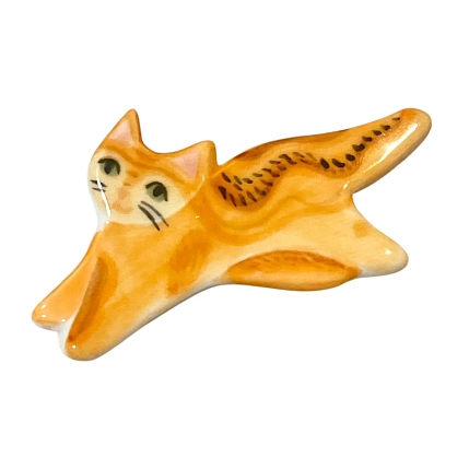 Брошь фарфоровая «Рыжий котик», фото 1.