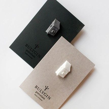 Брошь ручной работы Bulygin «Брейгель», чёрная, фарфор, фото 3.