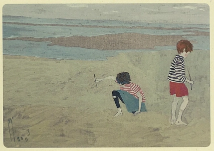 Открытка Максим Савва «Пляж в Комарово», А6, фото 1.