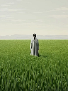 Постер интерьерный DARI DARI «Девушка в зеленом поле», А4