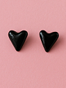 Серьги-гвоздики «Чёрные сердечки», полимерная глина, превью фото 2