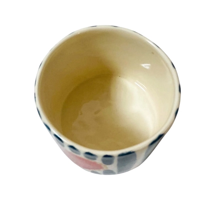 Стакан ручной работы Чашки и поцелуи «Синие полоски и красное сердце», полуфарфор, 250 мл, фото 3.