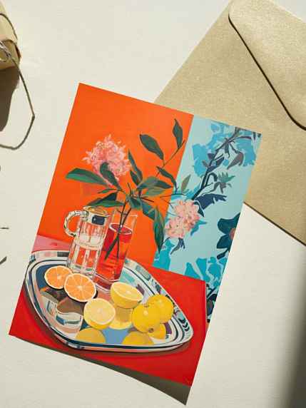 Открытка DARI DARI «Натюрморт с цветами и лимонами», А6, фото 1.