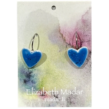 Серьги Elizabeth Madar Сердечки с точками, керамика, синие, фото 1.