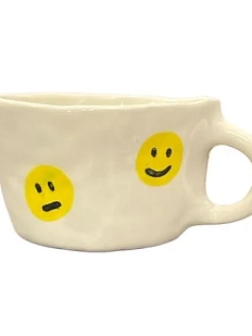 Чашка для чая ручной работы смайлики, керамика, 250 мл
