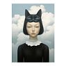 3D Стикер на телефон «Девочка-кошка», чёрный, объёмный, превью фото 1